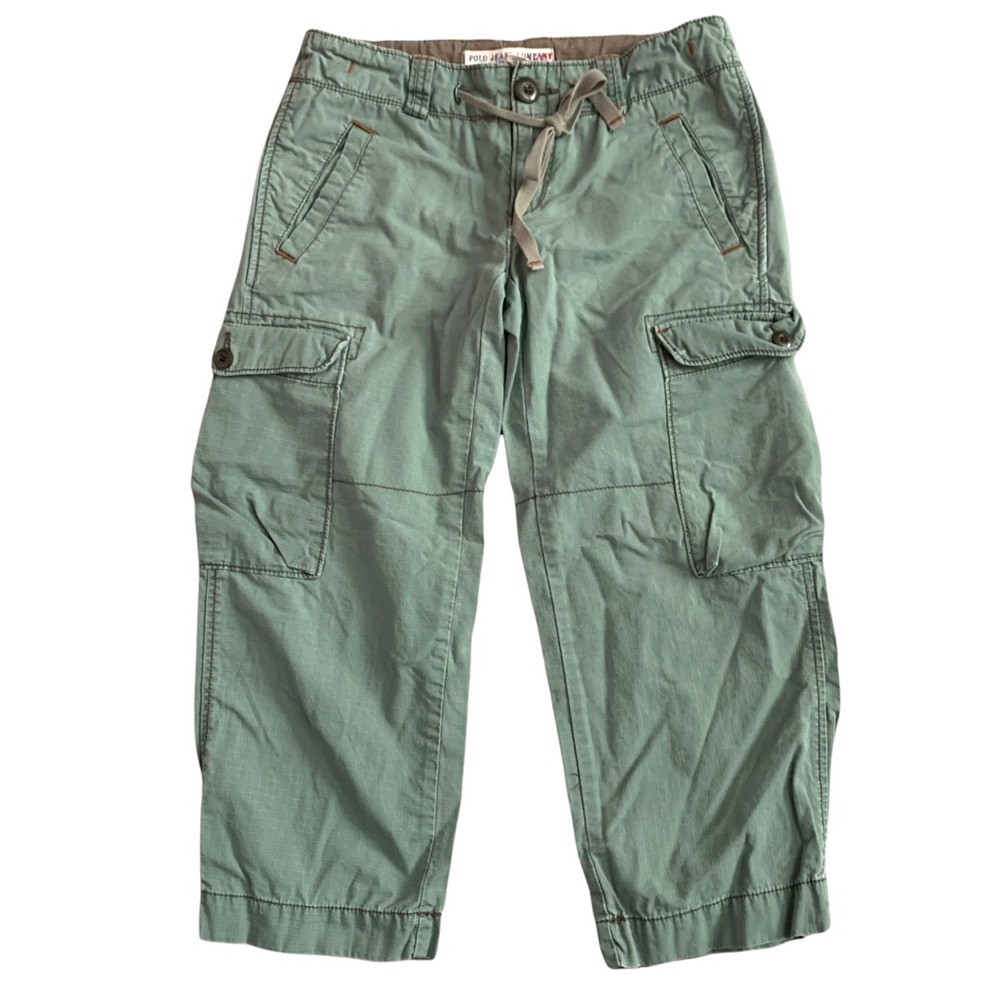 Vintage Polo Jeans Co Womens 1967 Military Paratrooper Crop Green Cargo Pants
